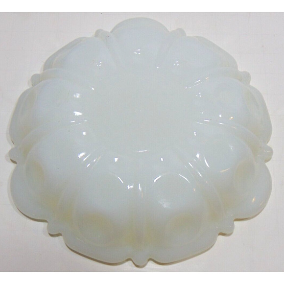 Ashtray Milk Glass 5.5" Anchor Hocking Thumbprint 2 Ashtrays Mid Century Dishes - Picture 7 of 8